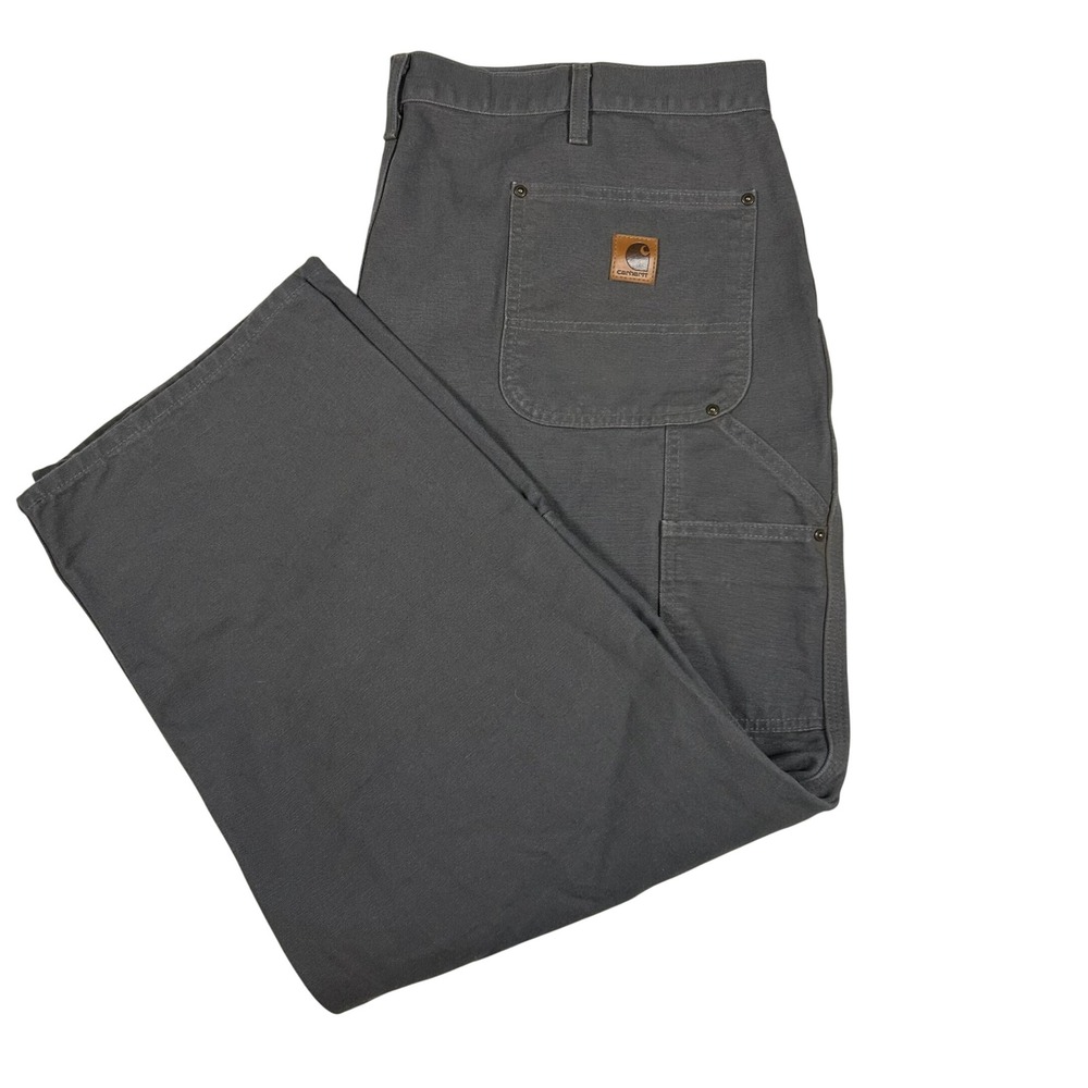 Carhartt Grey Double Knee Pants Mens 42x30 Original Dungaree B136 Workwear